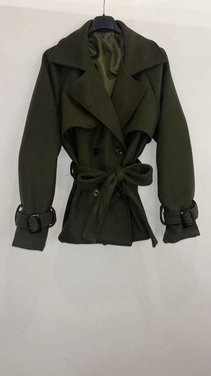 Trench court à ceinture nouée