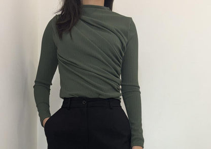 Body à effet drapé côtelé