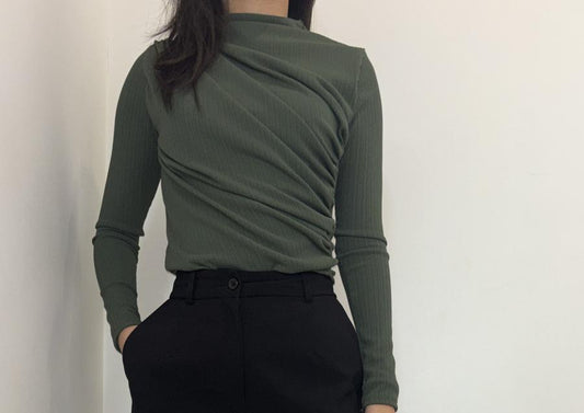 Body à effet drapé côtelé