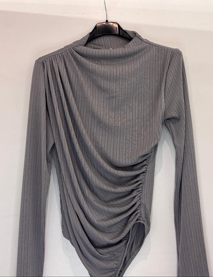Body à effet drapé côtelé