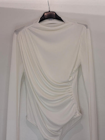 Body à effet drapé côtelé