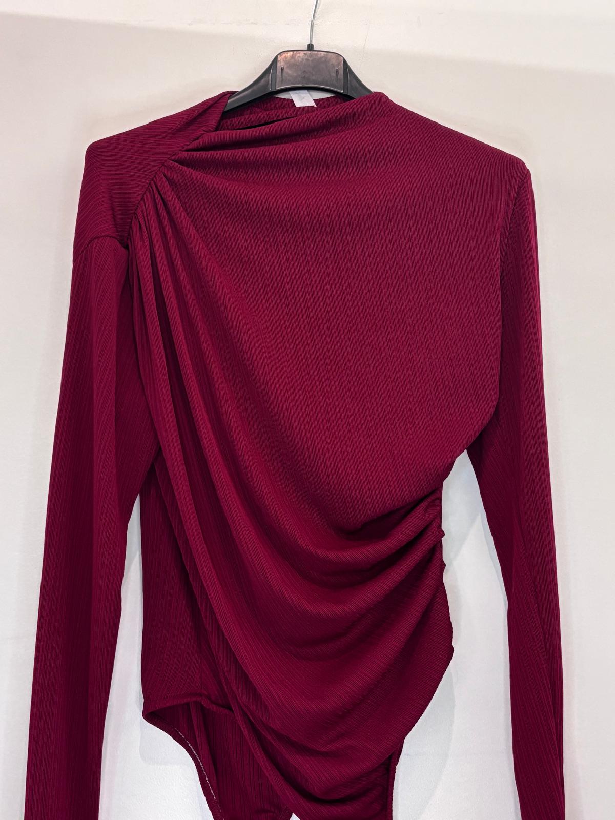 Body à effet drapé côtelé