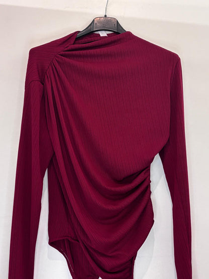 Body à effet drapé côtelé