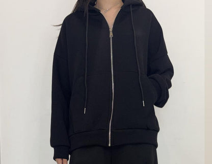Sweat à capuche noir zippé
