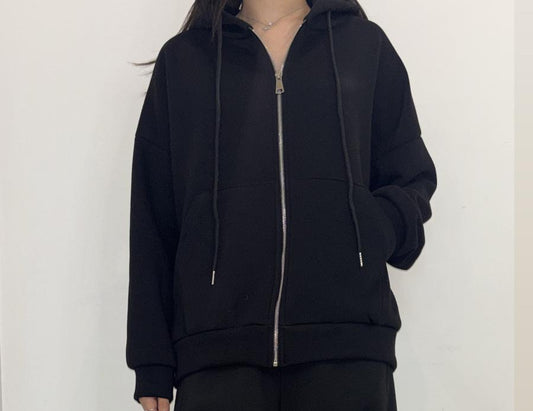 Sweat à capuche noir zippé