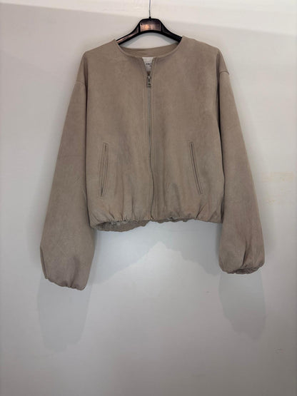 Veste zippée effet suédine