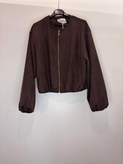 Veste zippée effet suédine