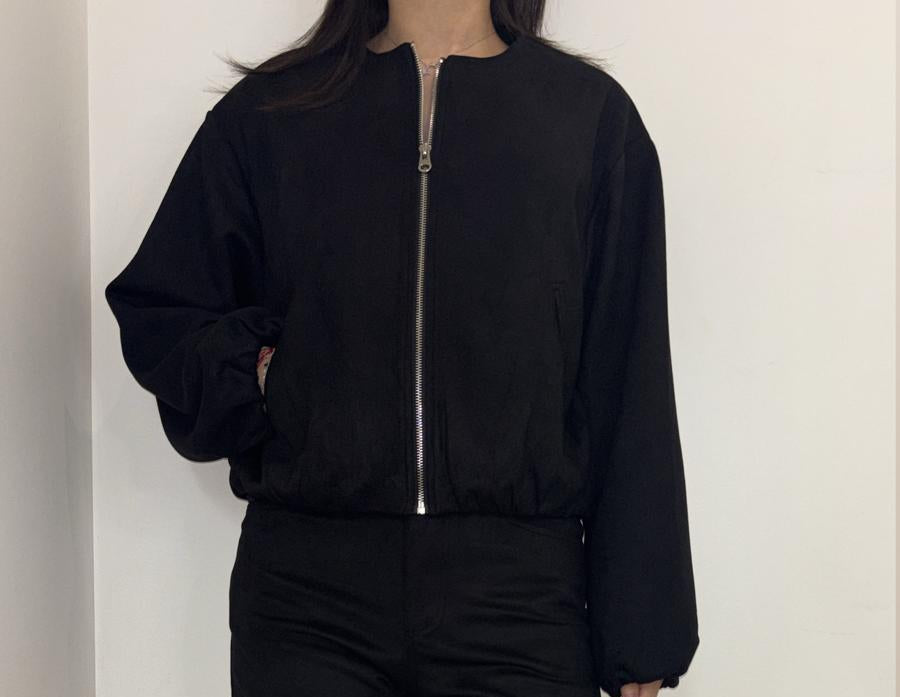 Veste zippée effet suédine