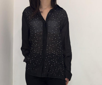 Chemise transparente à strass