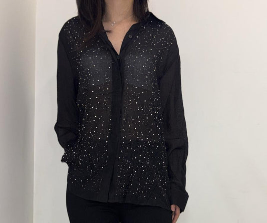 Chemise transparente à strass