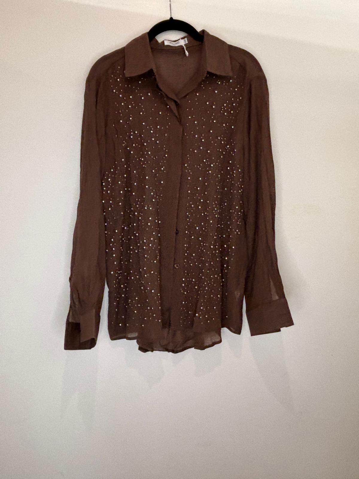 Chemise transparente à strass