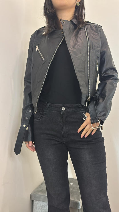 Veste noire classique en simili cuir