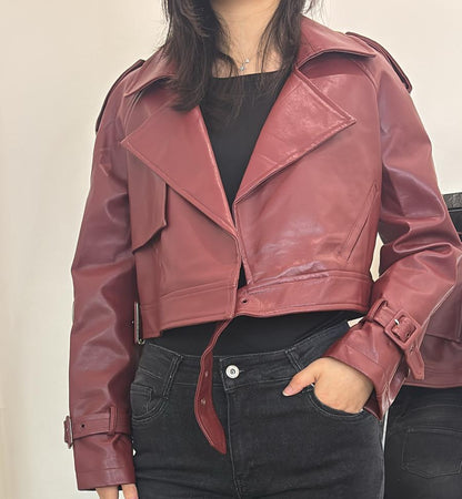 Veste bordeaux effet cuir