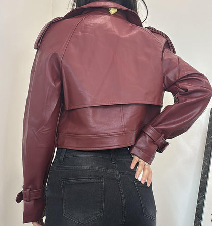 Veste bordeaux effet cuir