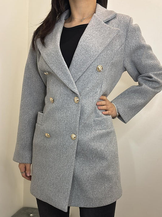 Manteau droit à boutons dorés