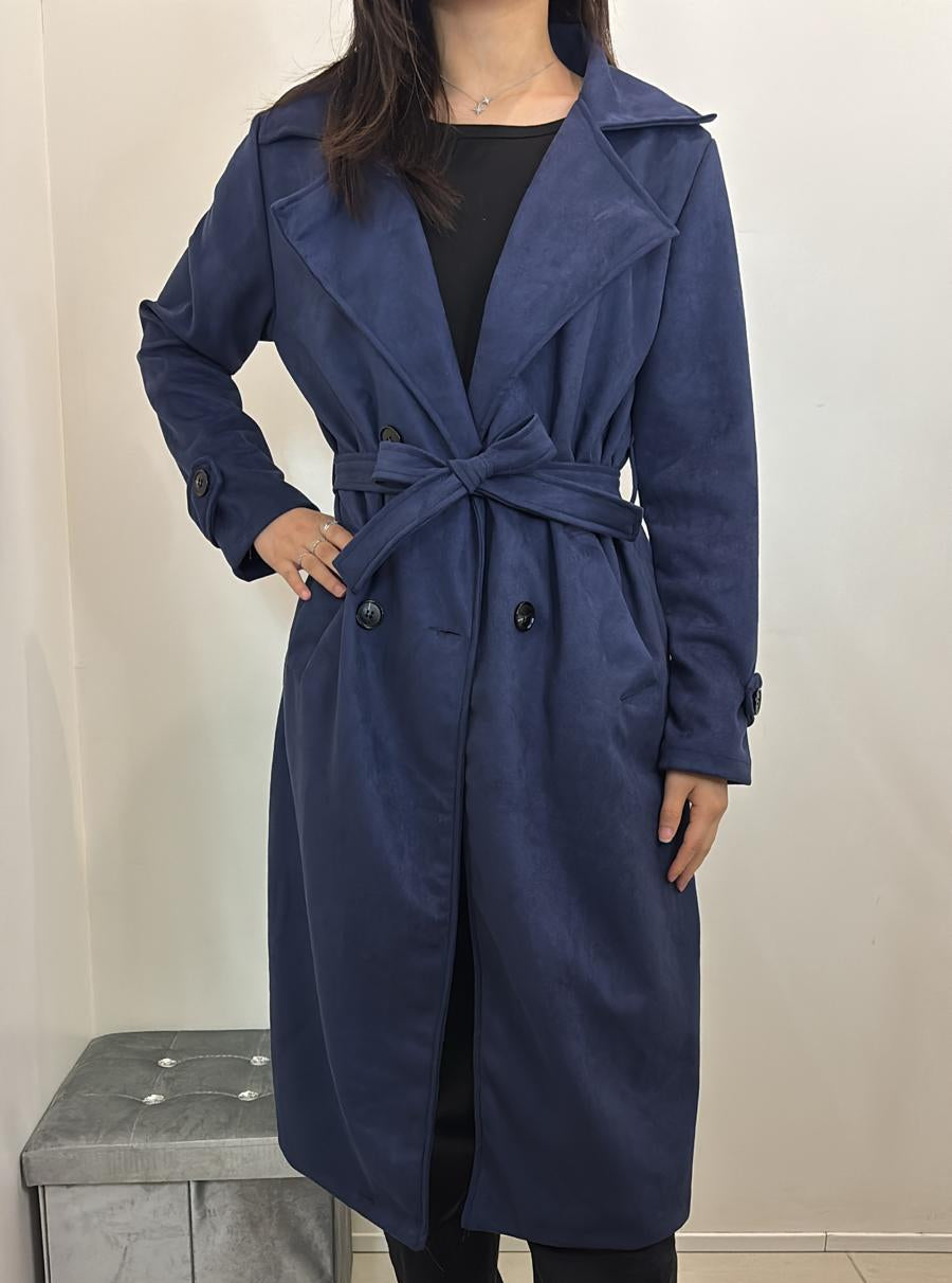 Trench en suédine ceinturé