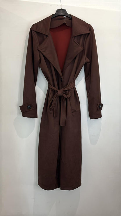 Trench en suédine ceinturé