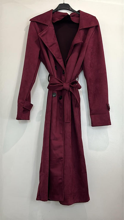 Trench en suédine ceinturé