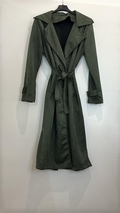 Trench en suédine ceinturé