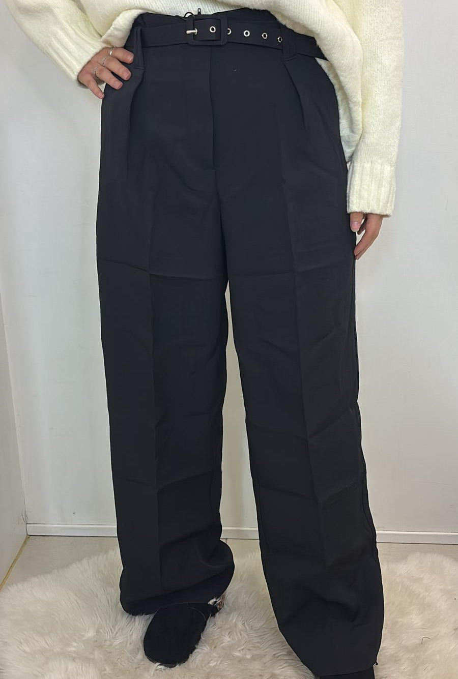 Pantalon large ceinturé