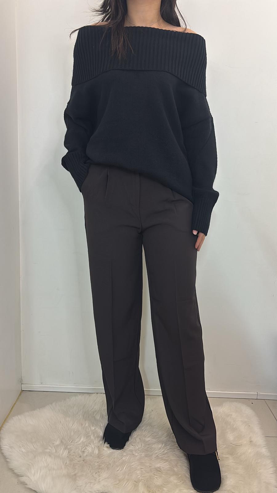 Pantalon taille haute coupe droite