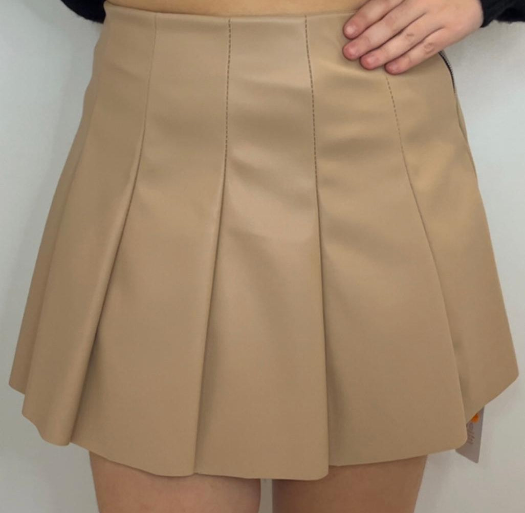 Jupe plissée simili cuir