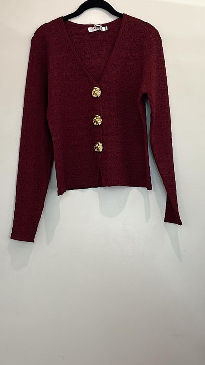 Cardigan texturé boutons dorés