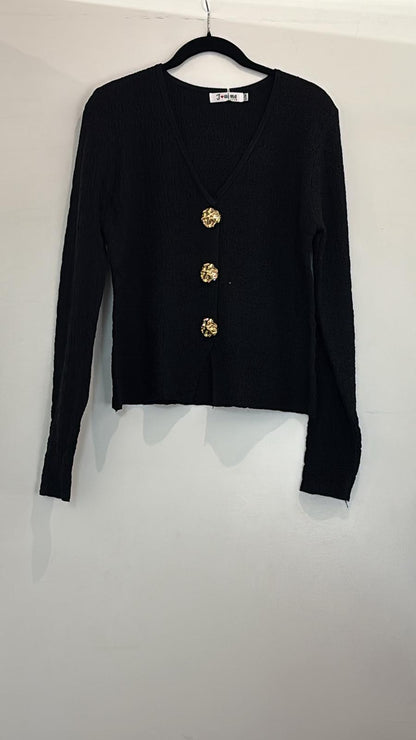 Cardigan texturé boutons dorés