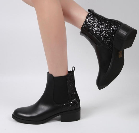 Bottines noires avec arrière pailleté
