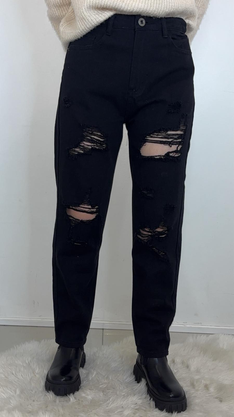 Jean noir effet déchiré intégral