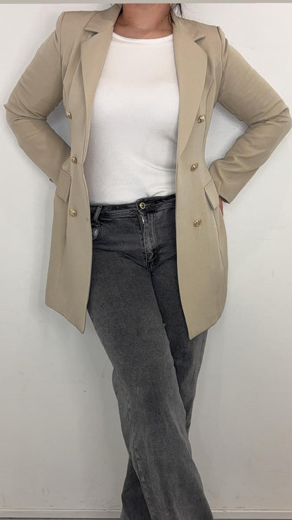 Veste blazer croisée à boutons dorés