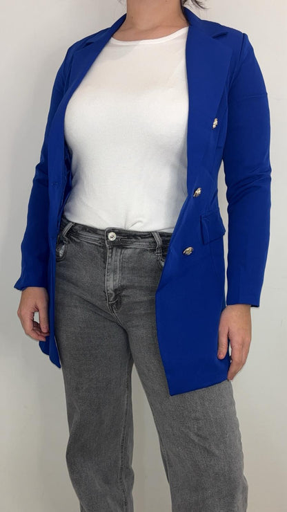 Veste blazer croisée à boutons dorés
