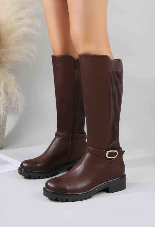 Bottes hauteur genou avec boucle latérale