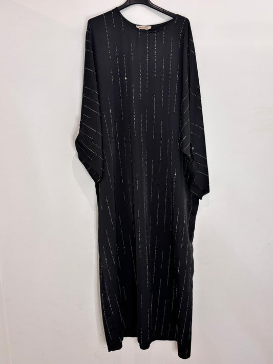 Abaya satinée décorée de strass