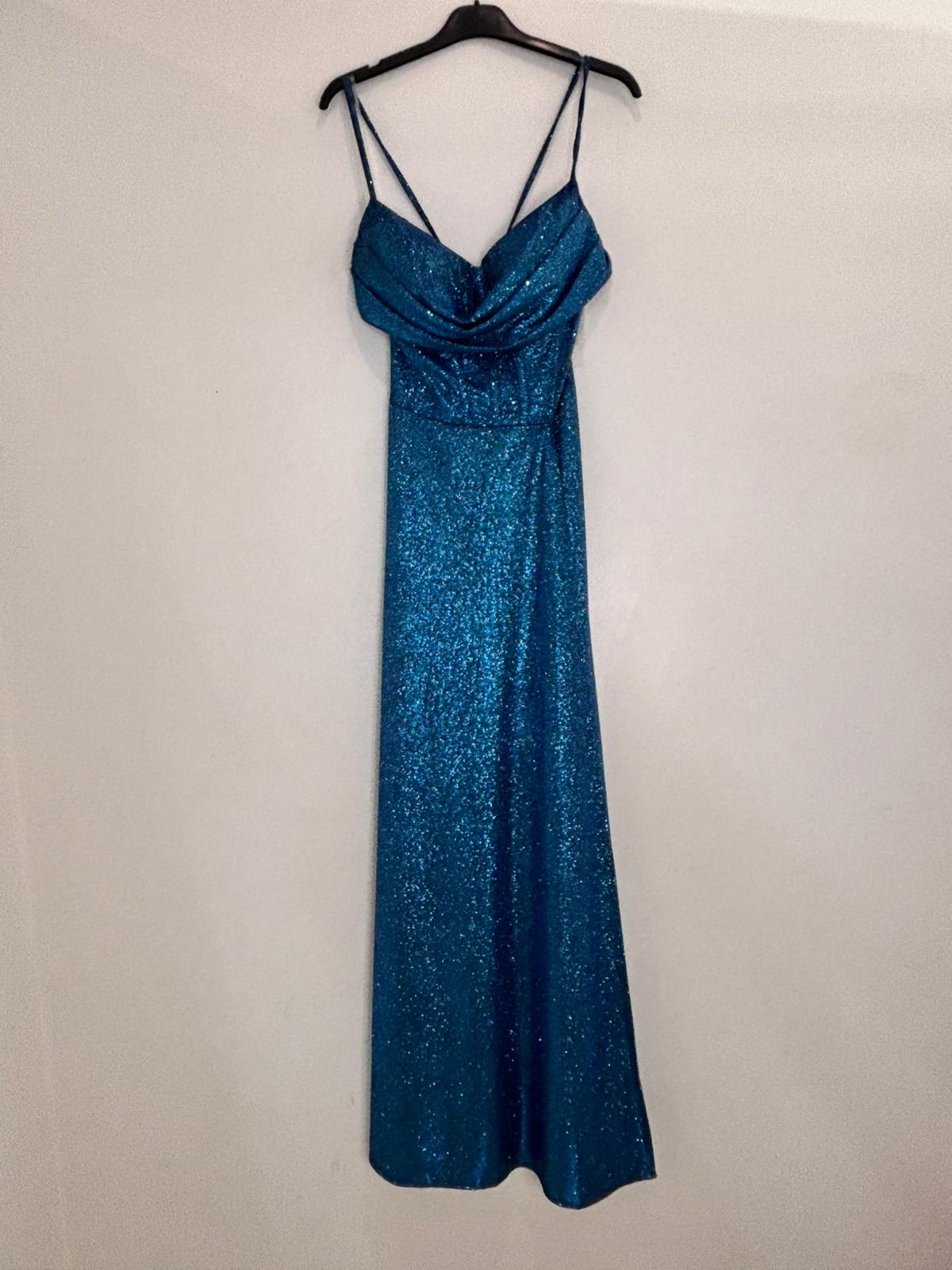 Robe de soirée longue bicolore effet pailleté