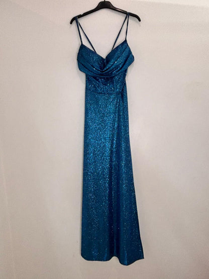 Robe de soirée longue bicolore effet pailleté