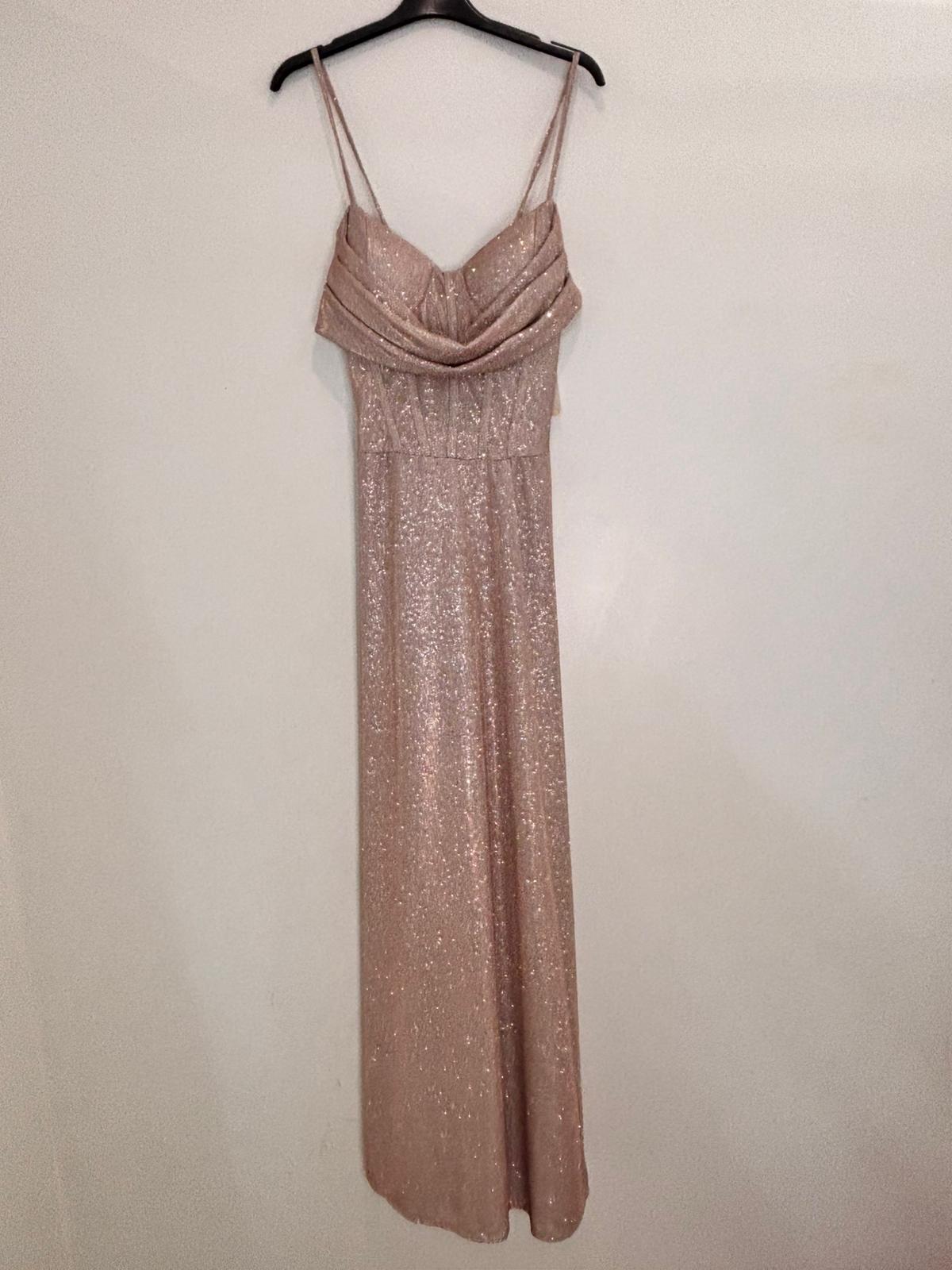 Robe de soirée longue bicolore effet pailleté