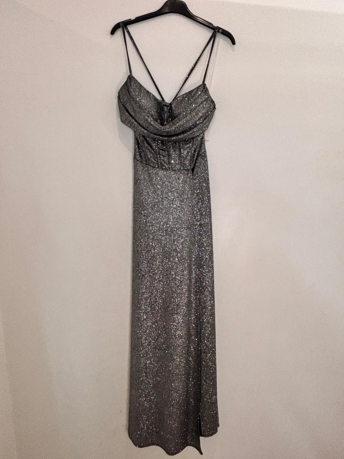 Robe de soirée longue bicolore effet pailleté