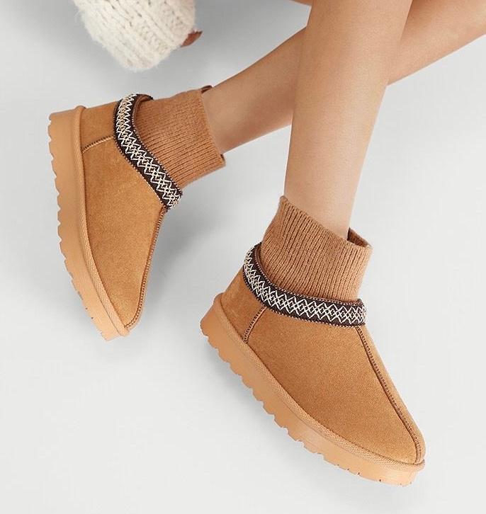 Bottines chaussettes style fourrure