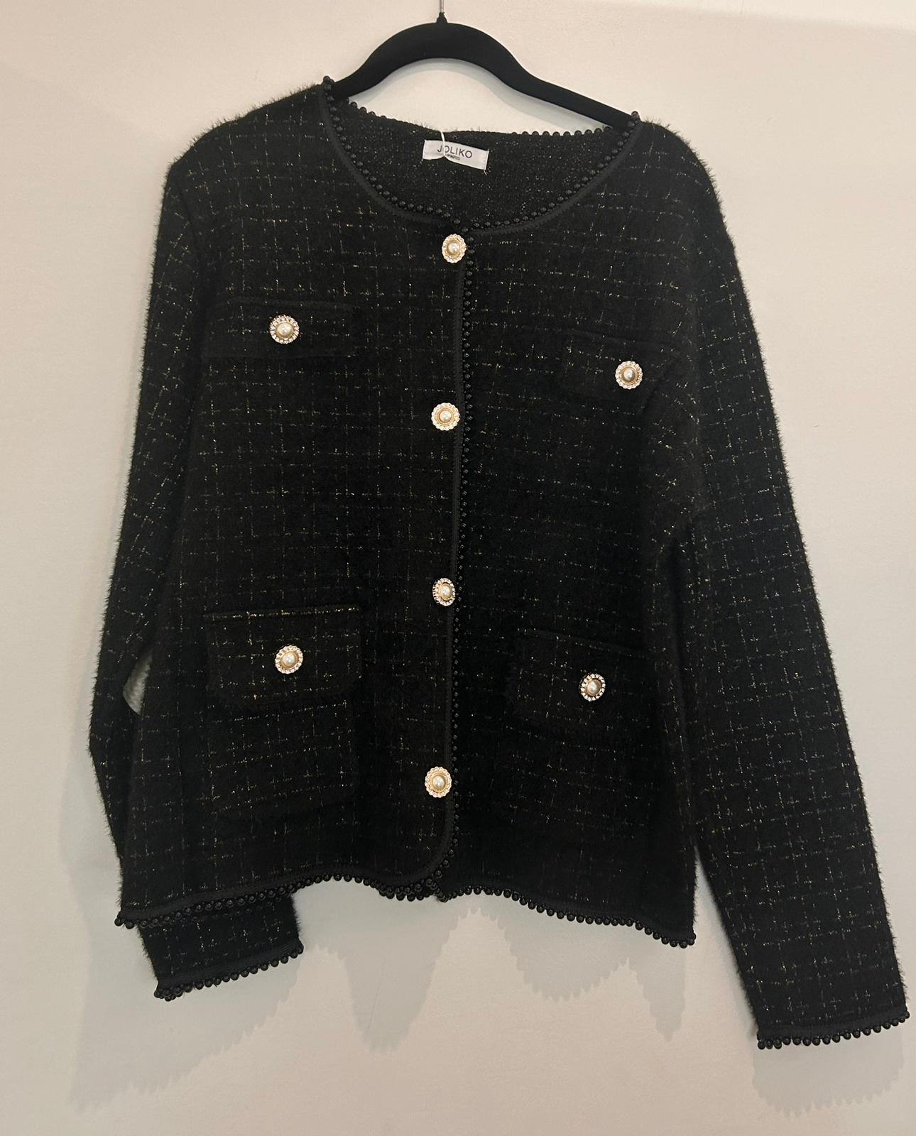 Gilet en tweed à boutons bijoux