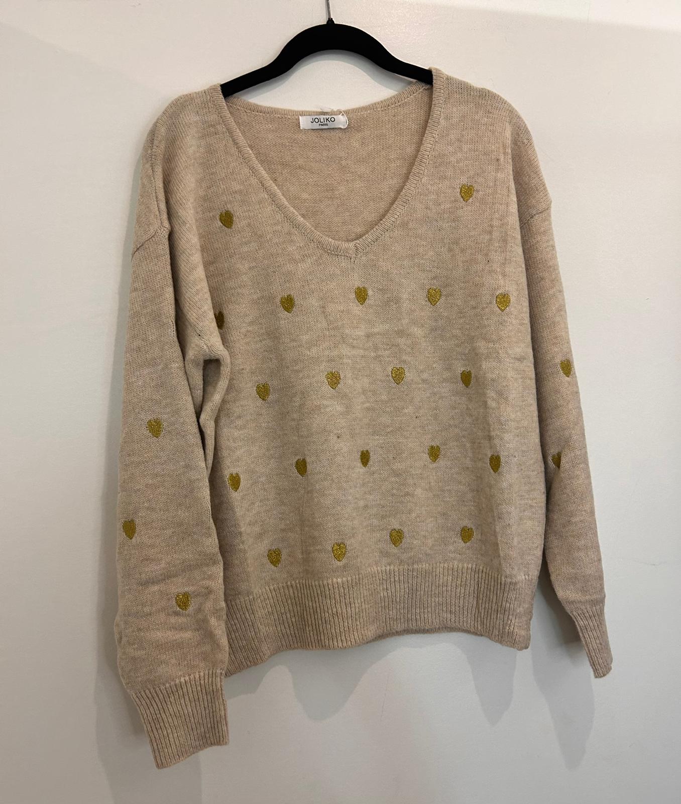 Pull décoré de petits cœurs