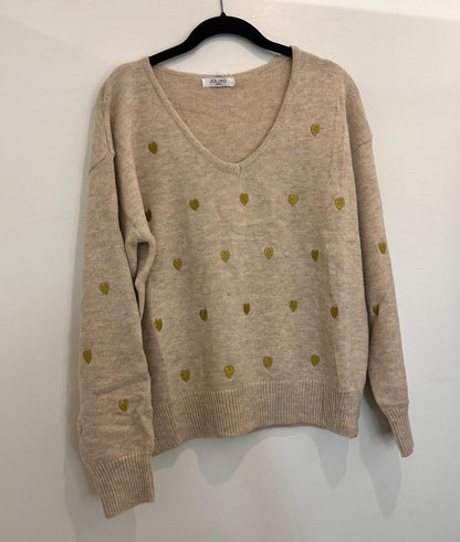 Pull décoré de petits cœurs