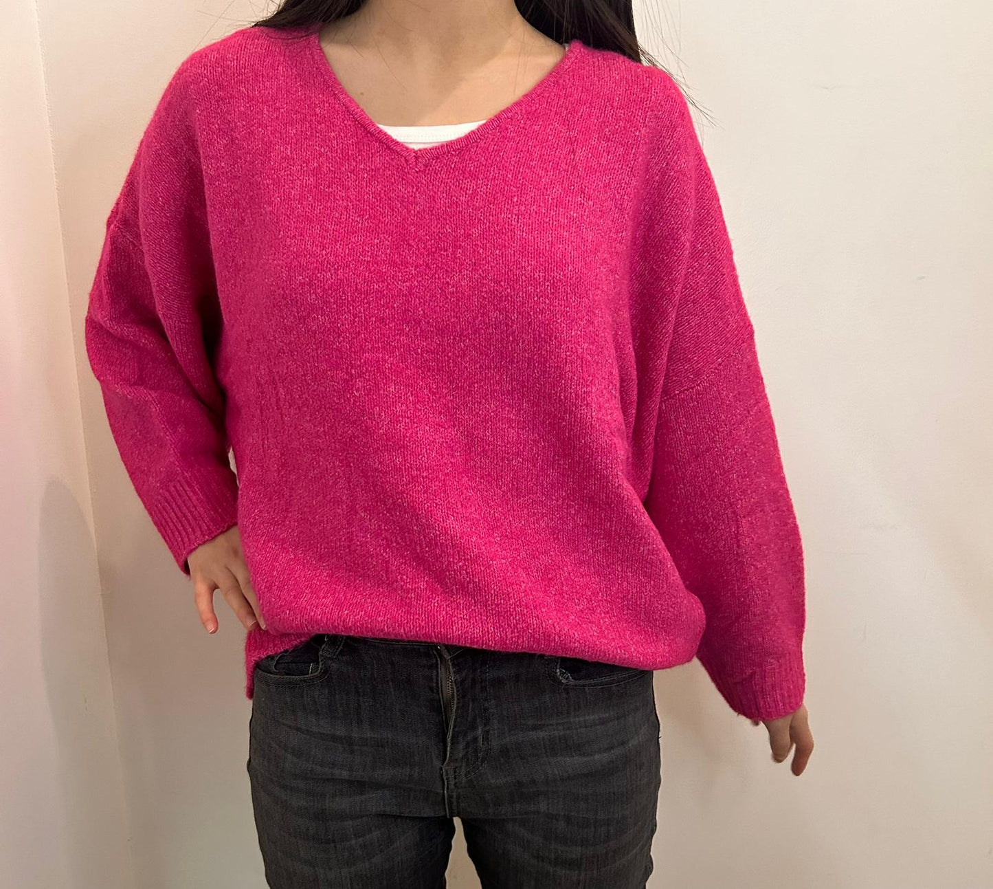 Pull en maille coupe oversize col V