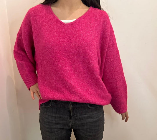 Pull en maille coupe oversize col V
