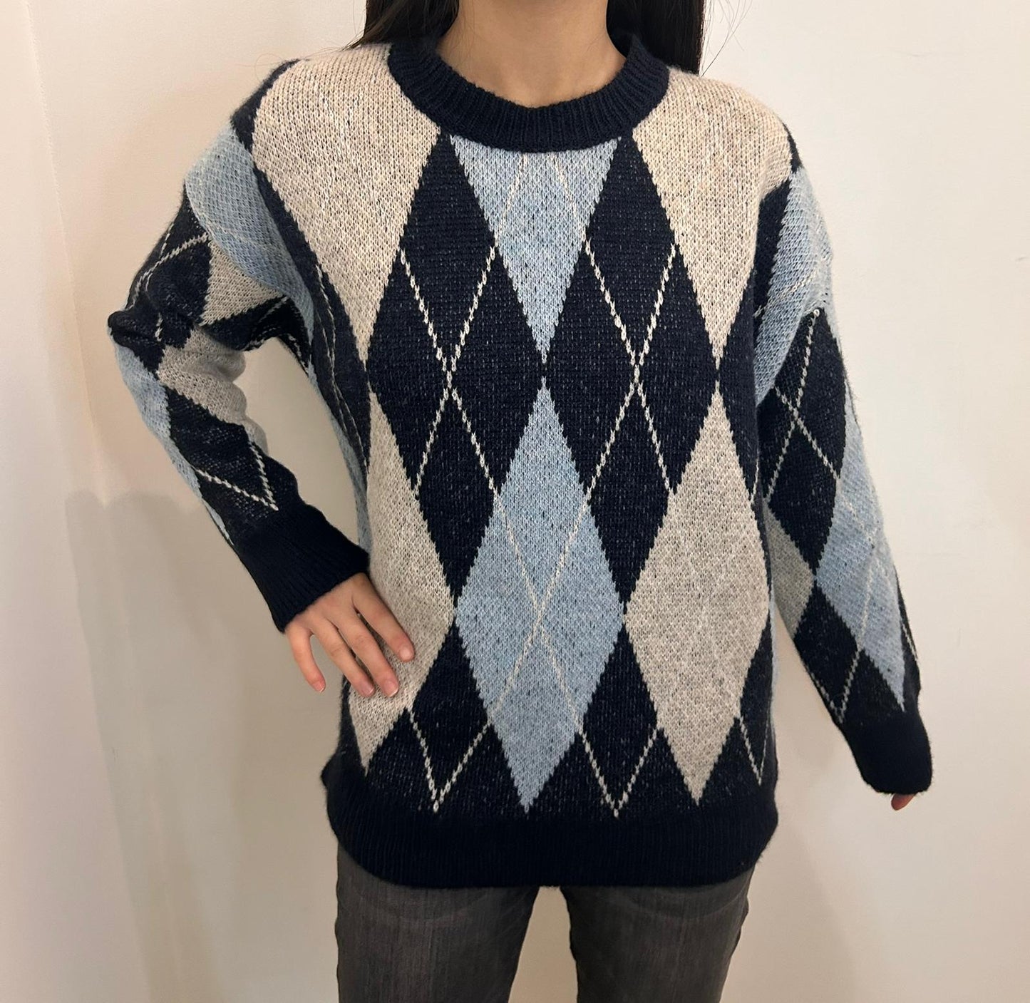 Pull motif argyle maille