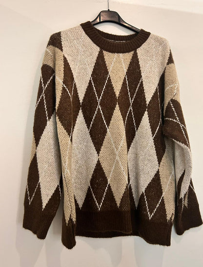 Pull motif argyle maille