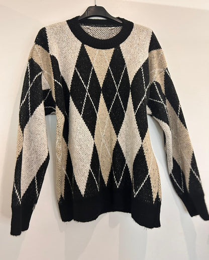 Pull motif argyle maille