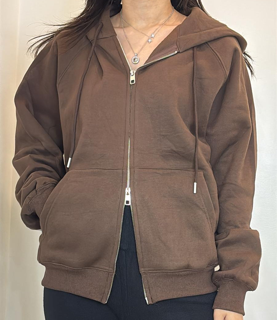 Sweat zippé à capuche coupe oversize et poches latérales