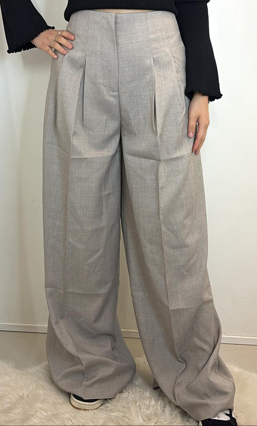 Pantalon large tissu fluide et plissé