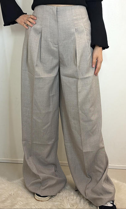 Pantalon large tissu fluide et plissé